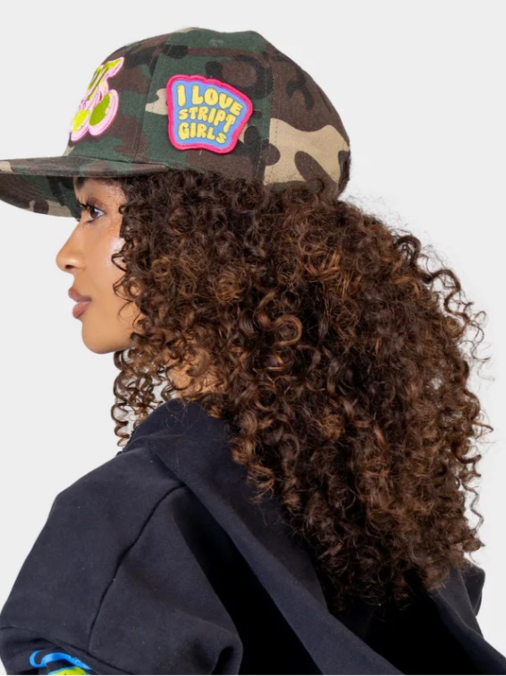 Camouflage Snapback Hat with Neon 'Stript' Embroidery - STRIPT CAMO HAT - Picture 2 of 8